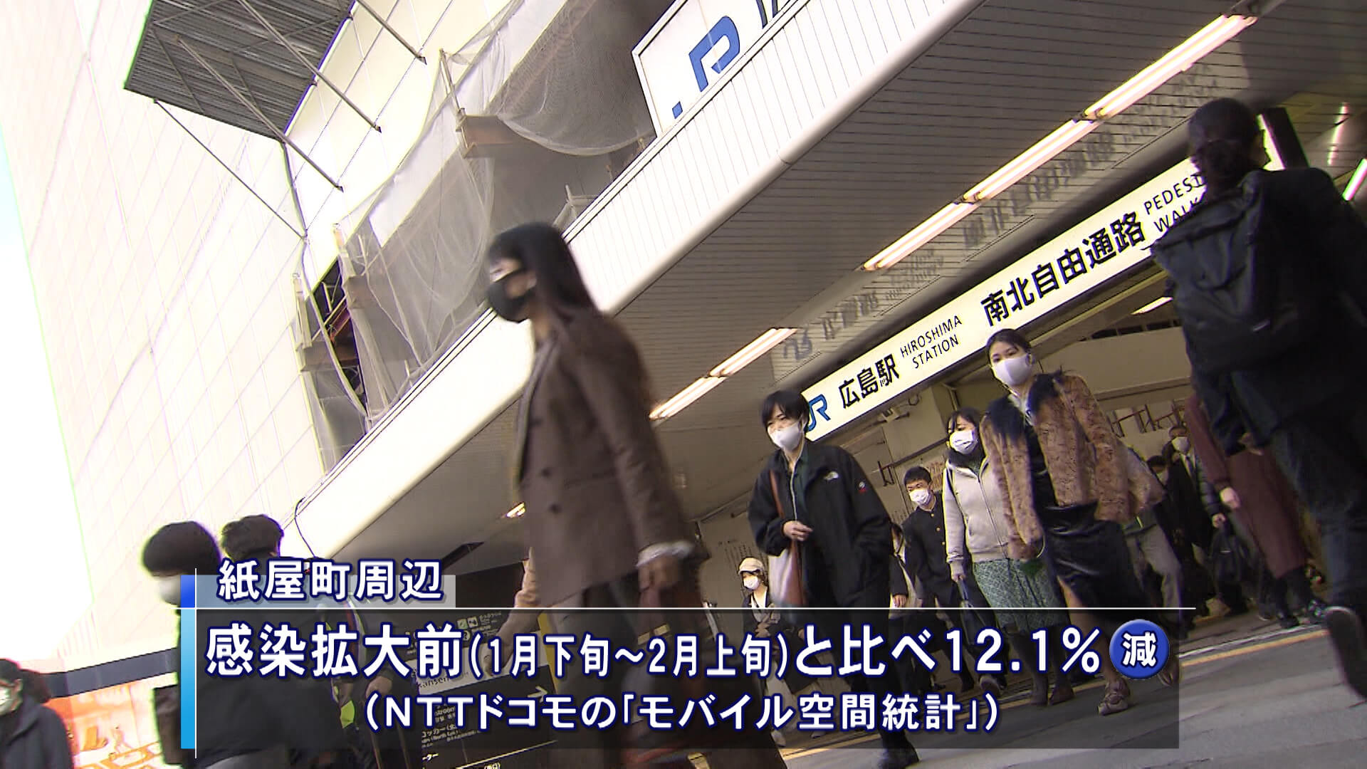 ”我慢の３連休”ＪＲ広島駅周辺の人出は増