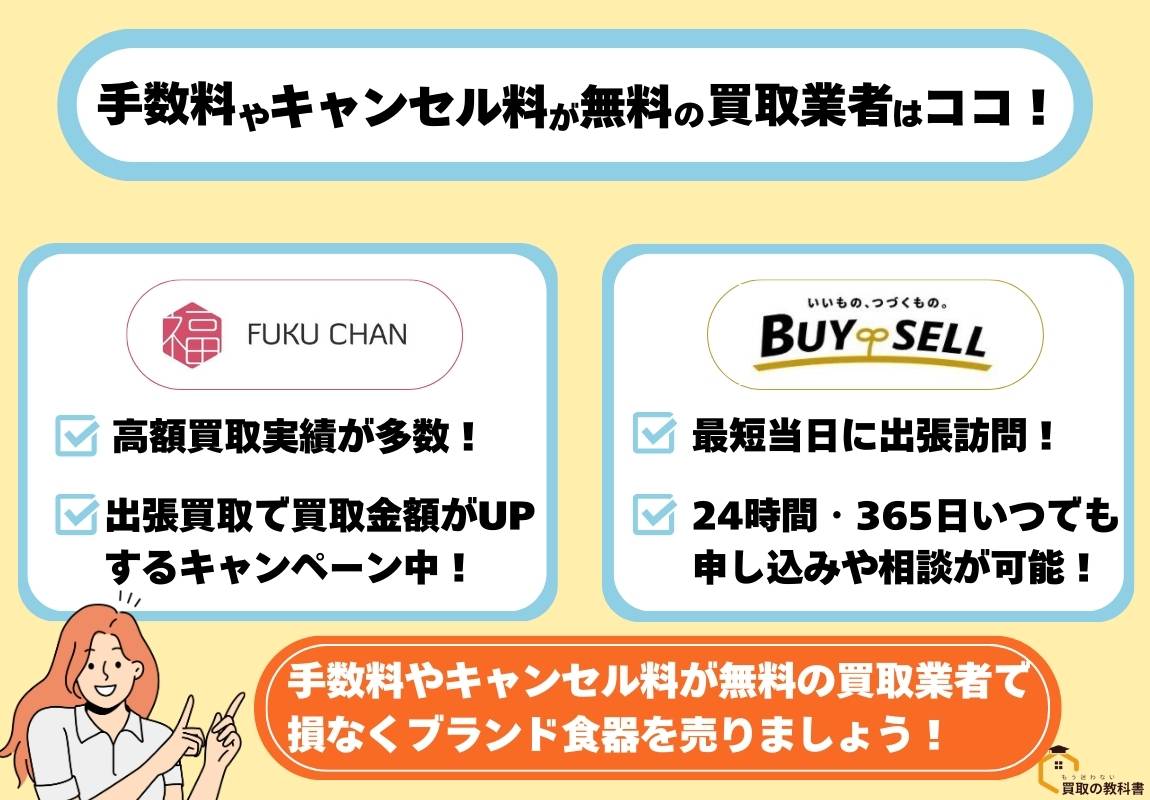 手数料　キャンセル料　ブランド食器　買取業者