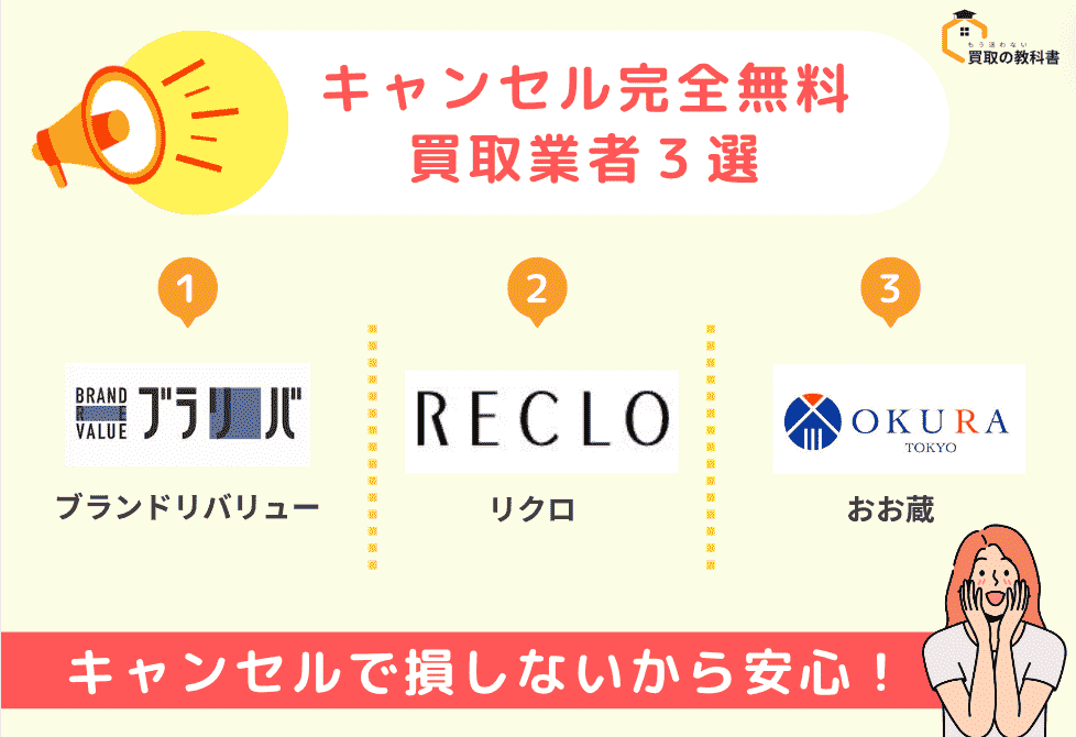 無料でキャンセル対応してくれる買取業者