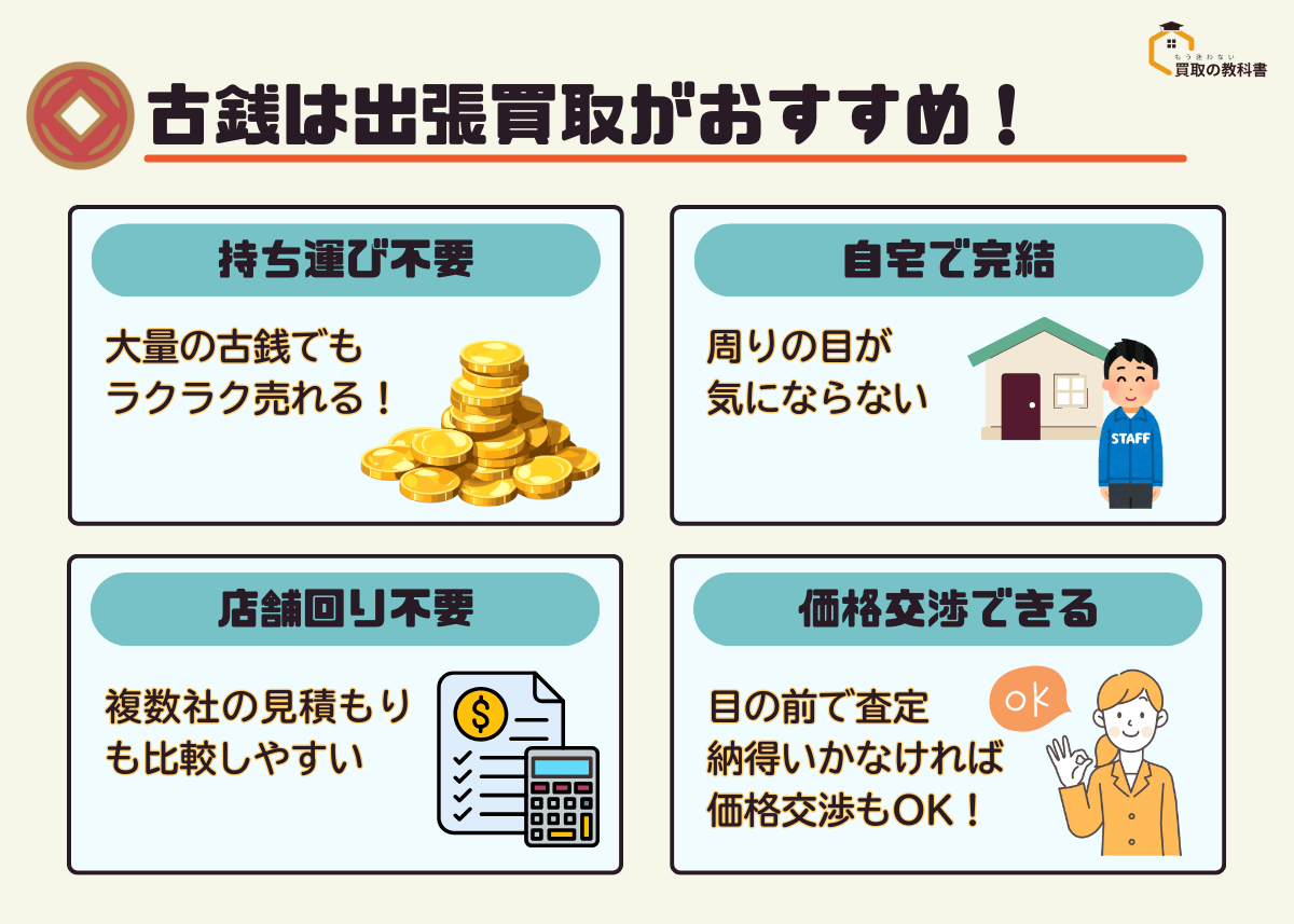 古銭は持ち込みより出張買取がおすすめな理由