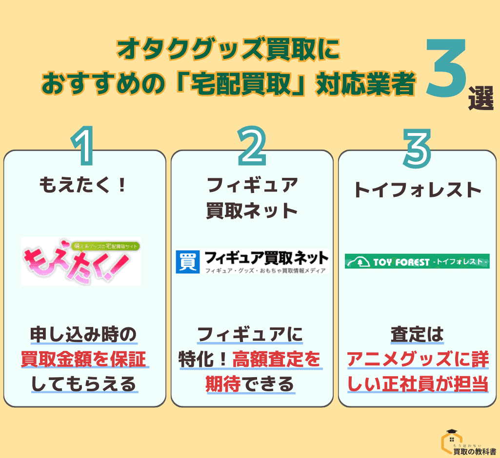 オタクグッズ買取におすすめの「宅配買取」対応業者3選